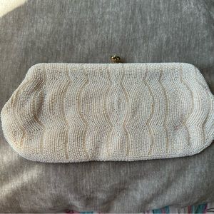 Vintage Satin Lined Seed Bead Evening Bag Clutch Purse AS IS